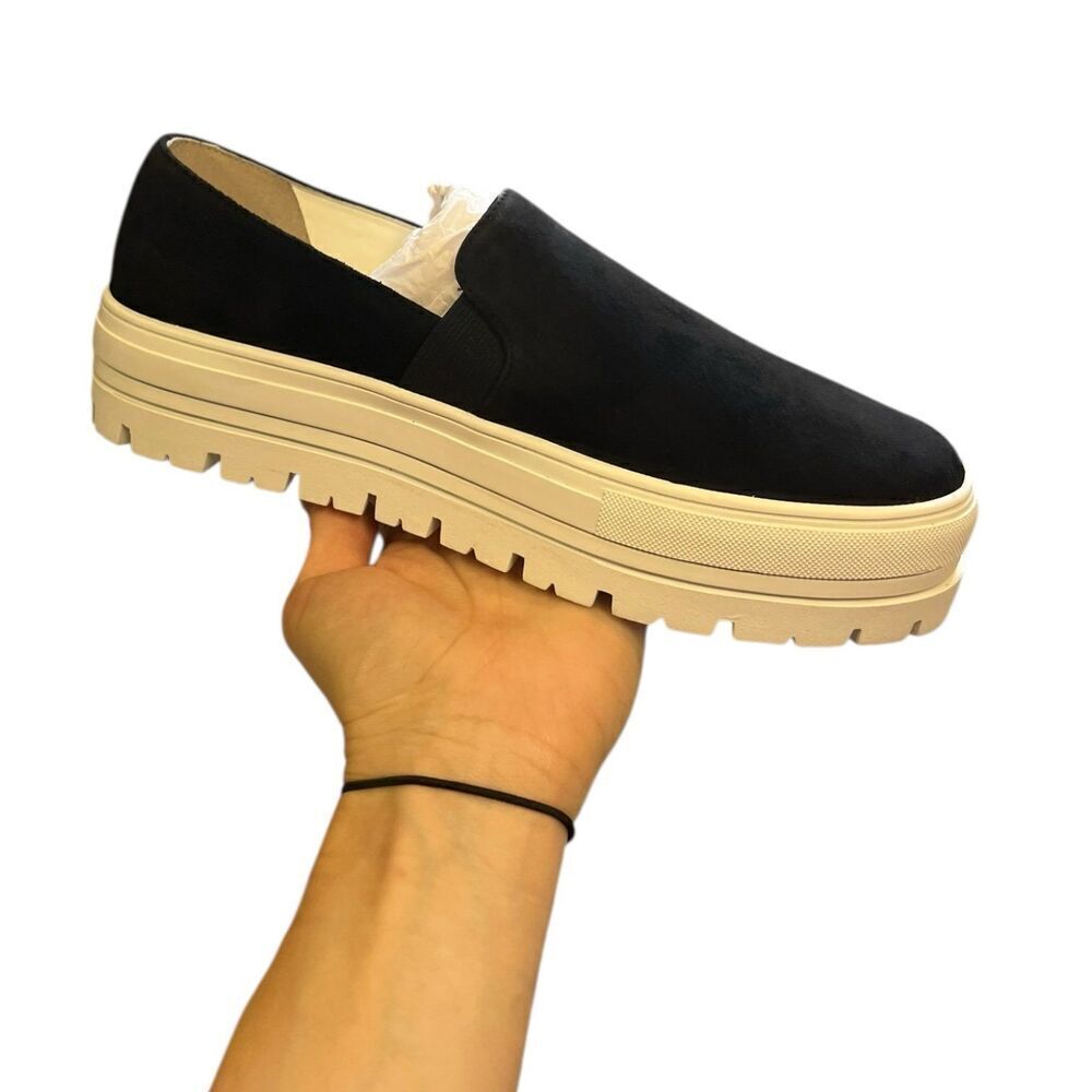 Lisa Vicky Black Suede Gift Platform Slip On Sneakers 7 - Picture 3 of 4